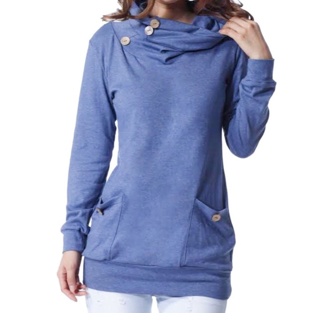 Blue Cowl Neck Levaca Tunic
